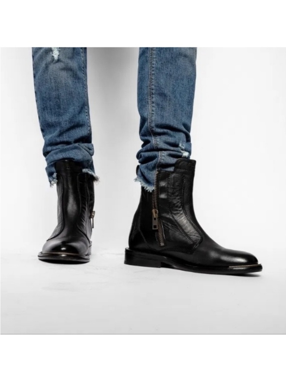 Zadig & Voltaire Laureen Metal Toe Leather Ankle Boots Black size EU38